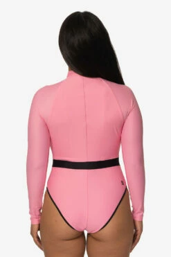 Nazare Long Sleeve Zip-Up Surf One Piece - Dazzle -JOLYN Sales Swim Onesies Nazare Solid Dazzel Back TiaSurf KianiSouza 020923