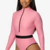 Nazare Long Sleeve Zip-Up Surf One Piece - Dazzle -JOLYN Sales Swim Onesies Nazare Solid Dazzel Front Side TiaSurf KianiSouza 020923