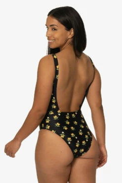 Nova Scotia Surf Onesie - Lemon Drop -JOLYN Sales Swim Onesies Nova Scotia Print Lemon Drop LEMONDROP Back Side TiaSurf KianiSouza 020923