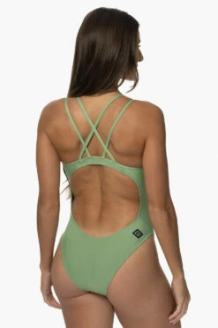 Murray Swim Onesie - Matcha 8 Murray Swim Onesie - Matcha -JOLYN Sales Swim Onesies Perry Recycled Forever Solid Matcha SideBack KianiSouza 120122