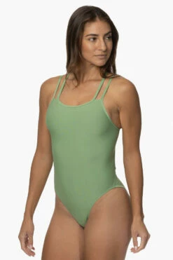 Murray Swim Onesie - Matcha 9 Murray Swim Onesie - Matcha -JOLYN Sales Swim Onesies Perry Recycled Forever Solid Matcha SideFront KianiSouza 120122