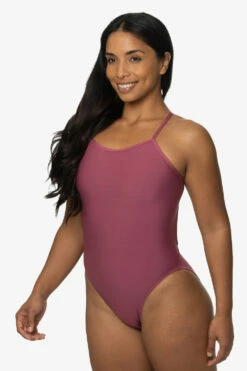 Perry Swim Onesie - Plum 15 Perry Swim Onesie - Plum -JOLYN Sales Swim Onesies Perry Recycled Forever Solid Plum Side KianiSouza 120122