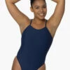 Raya Swim Onesie - Navy -JOLYN Sales Swim Onesies Raya Solid Navy NVY Front Isabella 092022