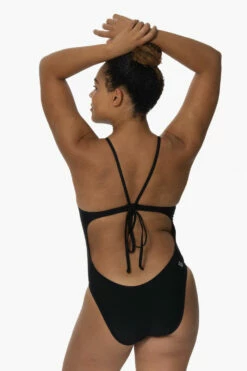 Taya Swim Onesie - Black -JOLYN Sales Swim Onesies Taya Solid Black BLK Back Isabella 092022