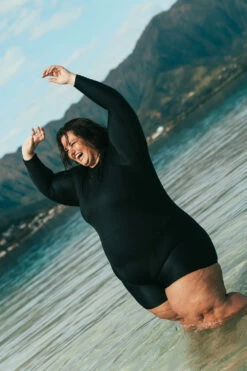 Elizabeth Zip-Up Surf Suit - Black 13 Elizabeth Zip-Up Surf Suit - Black -JOLYN Sales Swim Onesies Zenobia Solids Black Front Side Ashley CSGD1