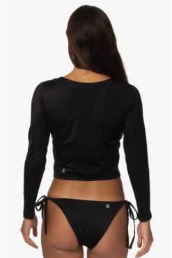 Freya Long Sleeved Crop Rashie - Black -JOLYN Sales Swim Top Freya Solids Black Back Gianna CSGD1 040323