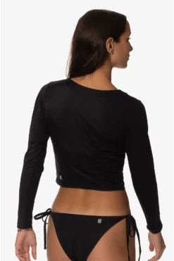 Freya Long Sleeved Crop Rashie - Black -JOLYN Sales Swim Top Freya Solids Black Side Gianna CSGD1 040323