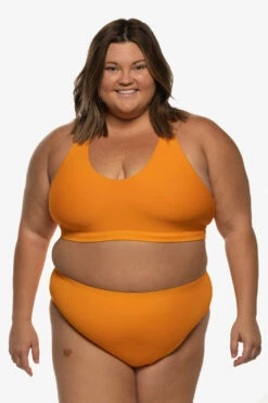 Aster Bikini Top - Mandarin 23 Aster Bikini Top - Mandarin -JOLYN Sales Swim Tops Aster Solid Mandarin Front Carly 060922