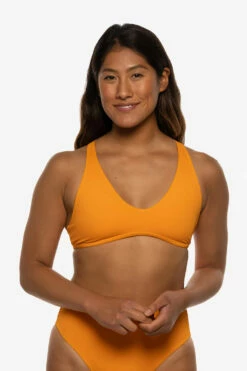 Aster Bikini Top - Mandarin 17 Aster Bikini Top - Mandarin -JOLYN Sales Swim Tops Aster Solid Mandarin Front Liz 052422