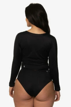 Freya Long Sleeved Crop Rashie - Black -JOLYN Sales Swim Tops Freya Solids Black Back Destiny CSGD1 041123