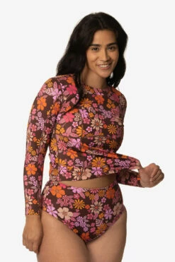 Hera Long Sleeved Rashie - Free Spirit -JOLYN Sales Swim Tops Hera Prints Free Spirit Front Side Destiny CSGD1 041123