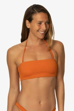 Lacanau Bikini Top - Ginger -JOLYN Sales Swim Tops Lacanau Solid Ginger Front Side TiaSurf MiskaSykora 021023