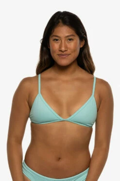 Lily Bikini Top - Aqua -JOLYN Sales Swim Tops Lily Solid Aqua Front Liz 052422