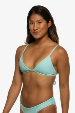 Lily Bikini Top - Aqua -JOLYN Sales Swim Tops Lily Solid Aqua Side Liz 052422