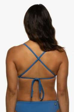 Lily Bikini Top - Azul -JOLYN Sales Swim Tops Lily Solid Azul Back Liz 052422
