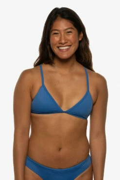 Lily Bikini Top - Azul -JOLYN Sales Swim Tops Lily Solid Azul Front Liz 052422