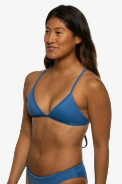 Lily Bikini Top - Azul -JOLYN Sales Swim Tops Lily Solid Azul Side Liz 052422