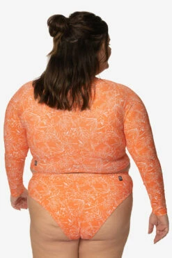 Moana Long Sleeved Crop Rashie - Crystal Cove -JOLYN Sales Swim Tops Moana Prints Crystal Cove Back CarlyCompton JSD2.23 021023