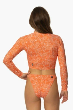 Moana Long Sleeved Crop Rashie - Crystal Cove -JOLYN Sales Swim Tops Moana Prints Crystal Cove Back MichelleMason JSD2.23 030723