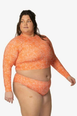 Moana Long Sleeved Crop Rashie - Crystal Cove -JOLYN Sales Swim Tops Moana Prints Crystal Cove Front Side CarlyCompton JSD2.23 021023