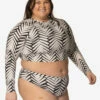 Moana Long Sleeved Crop Rashie - Pacific -JOLYN Sales Swim Tops Moana Prints Pacific Front Side CarlyCompton JSD2.23 021023