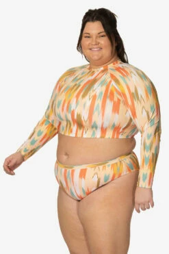 Moana Long Sleeved Crop Rashie - Zuma 13 Moana Long Sleeved Crop Rashie - Zuma -JOLYN Sales Swim Tops Moana Prints Zuma Front Side CarlyCompton JSD2.23 021023