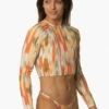Moana Long Sleeved Crop Rashie - Zuma -JOLYN Sales Swim Tops Moana Prints Zuma FrontSide MichelleMason JSD2.23 030723