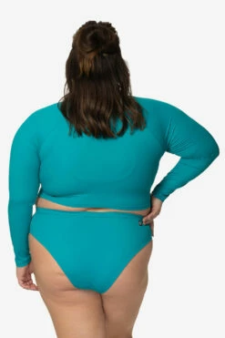 Moana Long Sleeved Crop Rashie - Encinitas -JOLYN Sales Swim Tops Moana Solids Encinitas Back CarlyCompton JSD2.23 021023