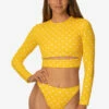 Taranaki Long Sleeved Crop Cut-Out Rashie - Itsy Bitsy 1 Taranaki Long Sleeved Crop Cut-Out Rashie - Itsy Bitsy -JOLYN Sales Swim Tops Taranaki Print Itsy Bitsy ITSYBITSY Front TiaSurf MiskaSykora 021023