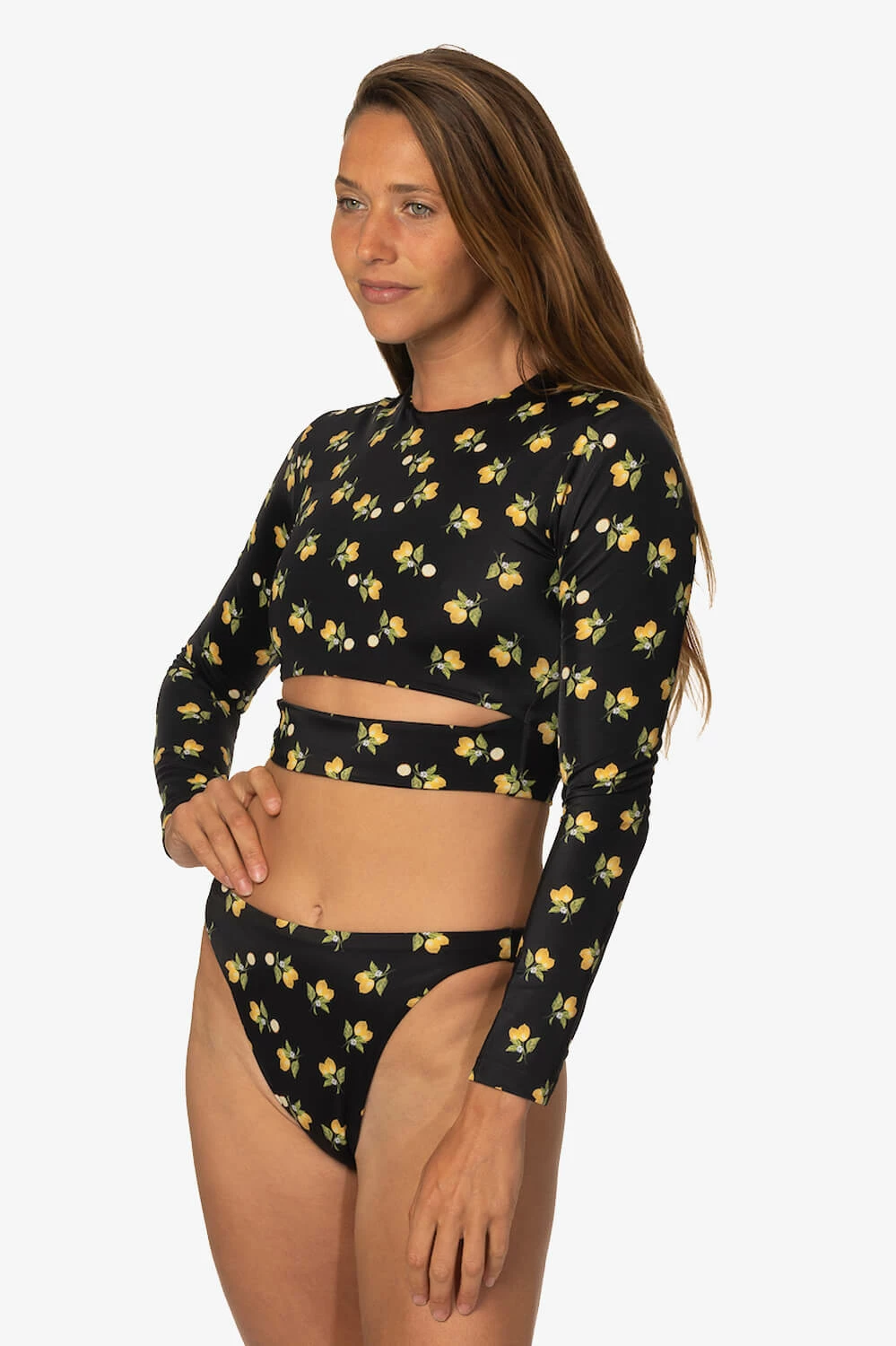 Taranaki Long Sleeved Crop Cut-Out Rashie - Lemon Drop 4 Taranaki Long Sleeved Crop Cut-Out Rashie - Lemon Drop - Image 2