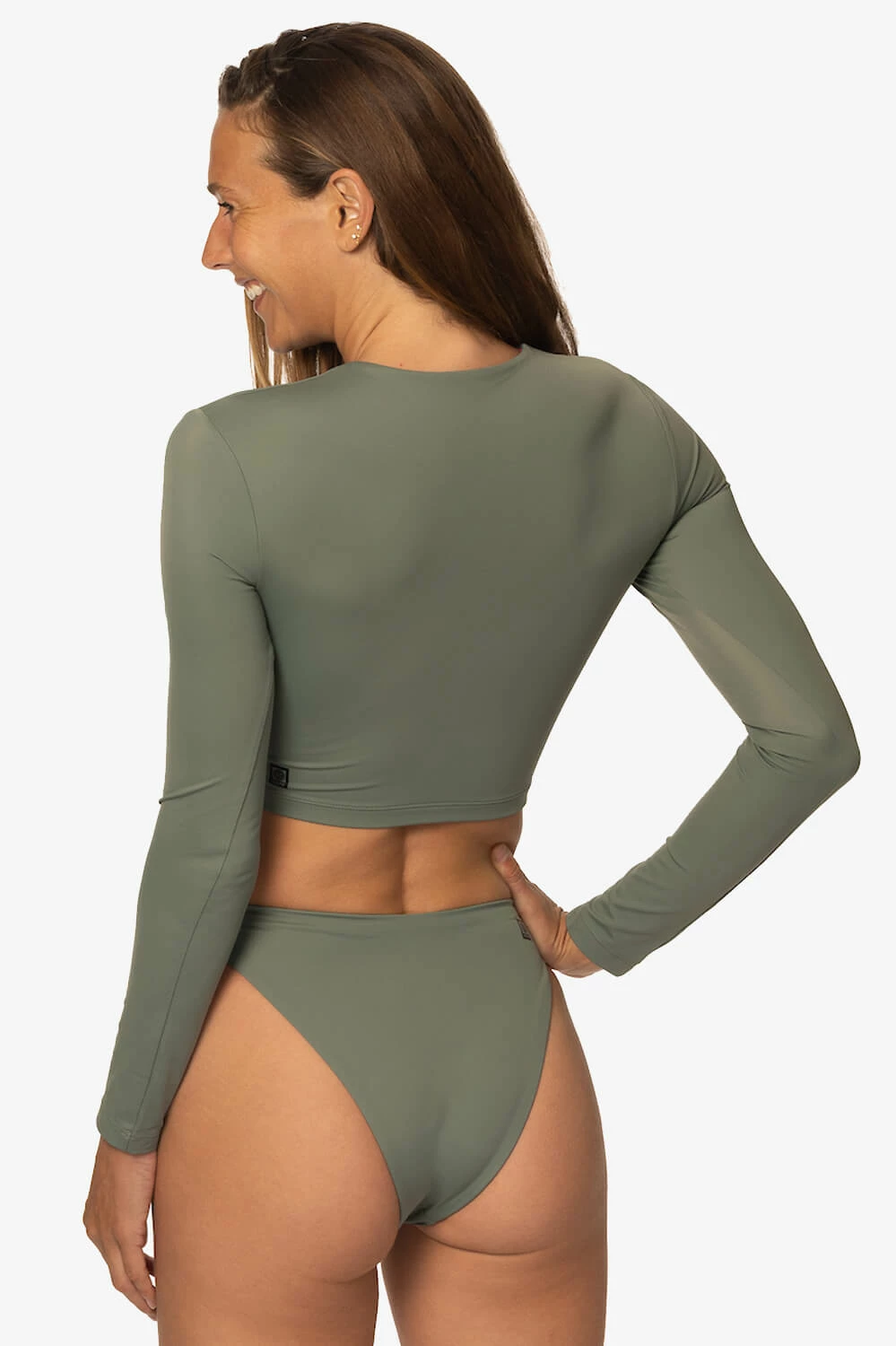 Taranaki Long Sleeved Crop Cut-Out Rashie - Eucalyptus 10 Taranaki Long Sleeved Crop Cut-Out Rashie - Eucalyptus - Image 8