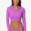 Tofino Long Sleeved Crop 1/4 Zip-up Rashie - Dreamer -JOLYN Sales Swim Bottoms Lennox Print Dreamer Front LisaDillon 040323