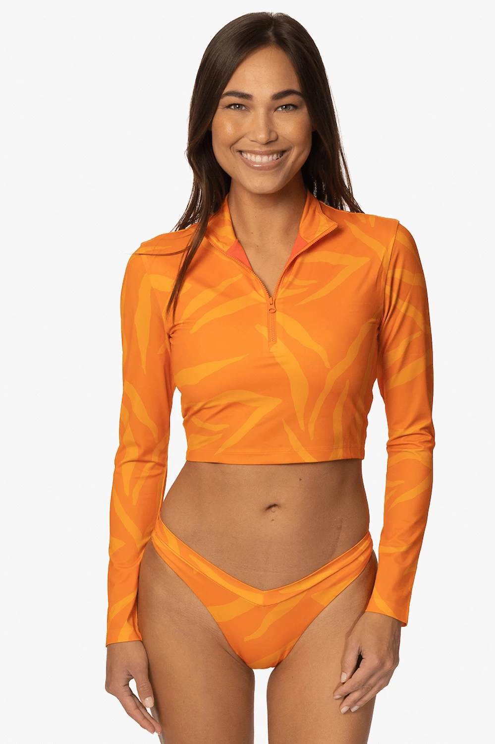 Tofino Long Sleeved Crop 1/4 Zip-up Rashie - Pyramid 3 Tofino Long Sleeved Crop 1/4 Zip-up Rashie - Pyramid