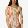 Lennon Long Sleeve Surf One Piece - Zuma -JOLYN Sales Swim Onesie Lennon Print Zuma Front GiannaShami 040323 JSD2.23