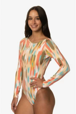 Lennon Long Sleeve Surf One Piece - Zuma -JOLYN Sales Swim Onesie Lennon Print Zuma Side GiannaShami 040323 JSD2.23