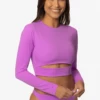 Taranaki Long Sleeved Crop Cut-Out Rashie - Dreamer 2 Taranaki Long Sleeved Crop Cut-Out Rashie - Dreamer -JOLYN Sales Swim Top Taranaki Print Dreamer Side LisaDillon 040323