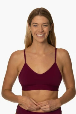 Mara Bikini Top - Cabernet -JOLYN Sales Swim Tops Mara Solid Cabernet Front KiraAlger 013123