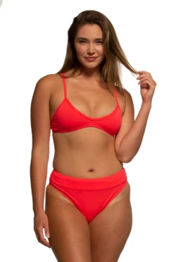 Zoe Bikini Bottom - Red -JOLYN Sales Zoe Solids Bottoms Front Strawberry STRAW 060520